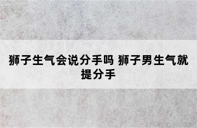 狮子生气会说分手吗 狮子男生气就提分手